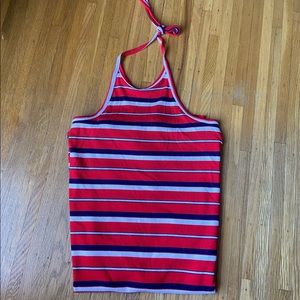 Striped halter beach cover up dress